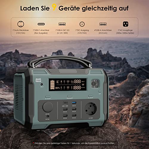 Minthouz 500W Tragbarer Powerstation,484Wh Mobile