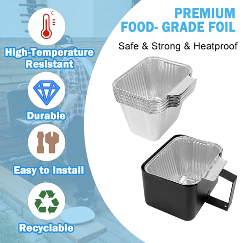 Image of SafBbcue Grease Catcher Cup with 10-Pack Aluminum Drip Pans Liners for Blue Rhino Razor GGC1643L GGC2241L GGC1643M Grill Parts, Pit Boss 2B 3B 4B Ultimate Griddle Catcher Grease Drip Pan