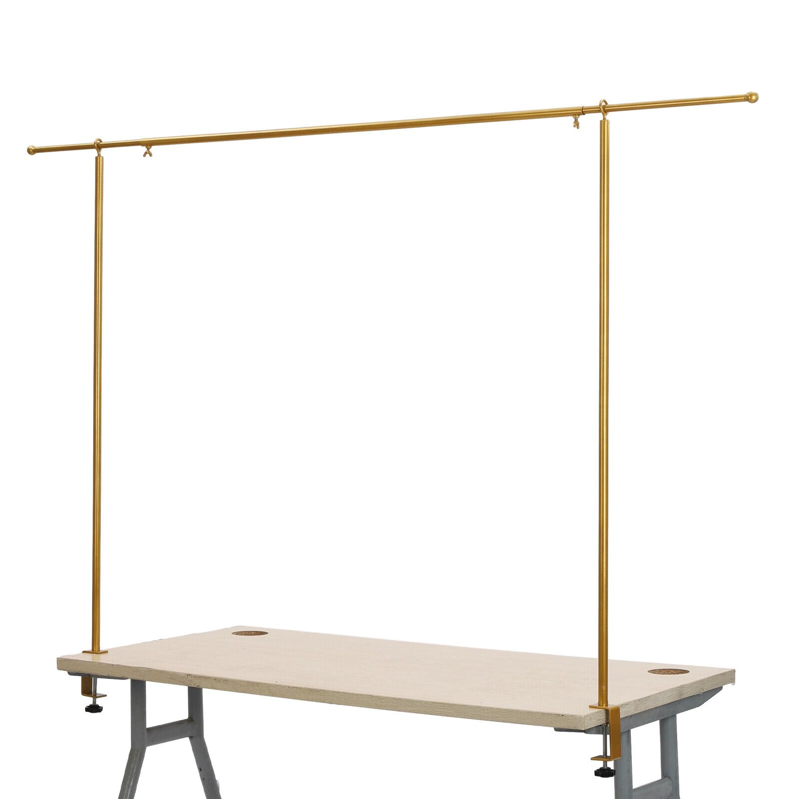 Holdfiturn Tall Over Table Rod Stand with Clamps - Adjustable 135-250cm Metal Table Arch Stand Table Clamp Stand Hanging Rail - Party Stands for Decorations, Wedding Anniversary Gold