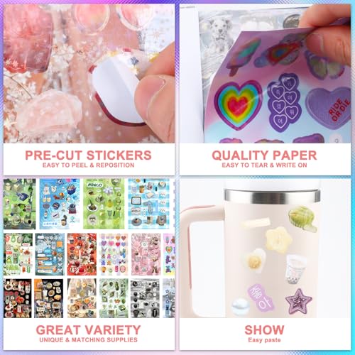 Image of 800Pcs Cute Scrapbook Stickers Travel Japanese Sticker Book for Adult Kawaii Korean Stickers for Journaling Heisei Retro Aesthetic Sticker Bulk Manga Style Decor for DIY Crafts Junk Journal Gifts Sea