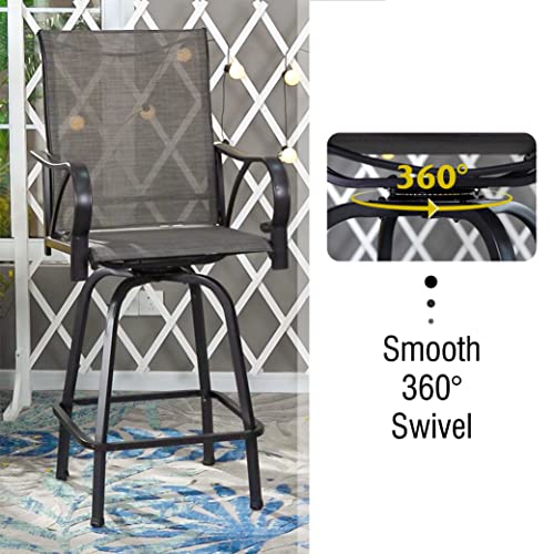 Mfstudio Outdoor Bar Stools Set Of 4, Patio Bar Height Sling Chairs, Steel Frame All-Weather Resistant,Breathable Textilene Fabric, Grey #TOP2