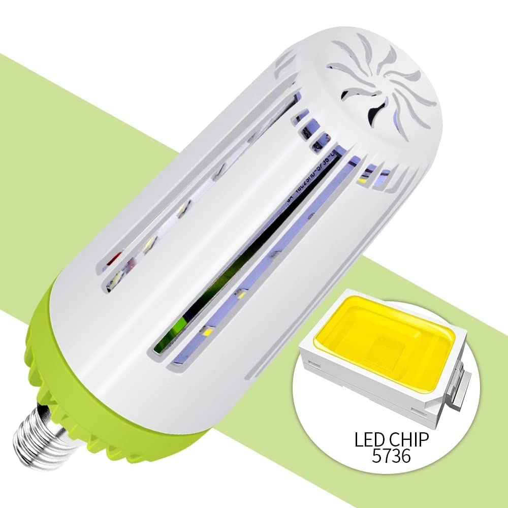 Bombilla LED de maíz de 20 W, equivalente a 80 W, E27/E40, lámpara LED comercial de base grande, 5000 K, luz diurna, 14 400 lúmenes para iluminación de área de bahía alta, blanco frío, E14, 60 LED, 1