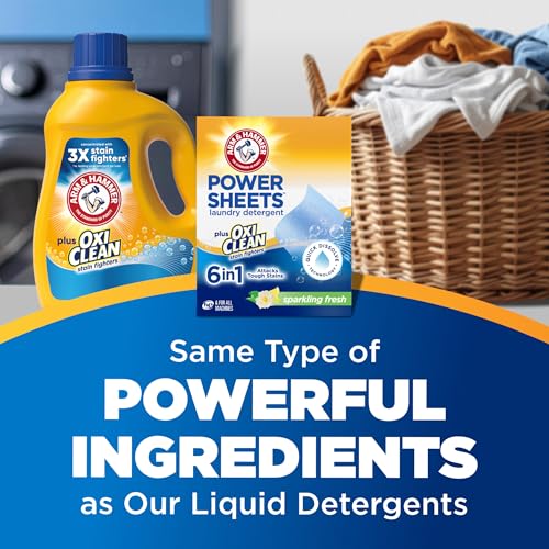 Image of ARM & HAMMER Power Sheets Laundry Detergent Plus OxiClean, 42 Count