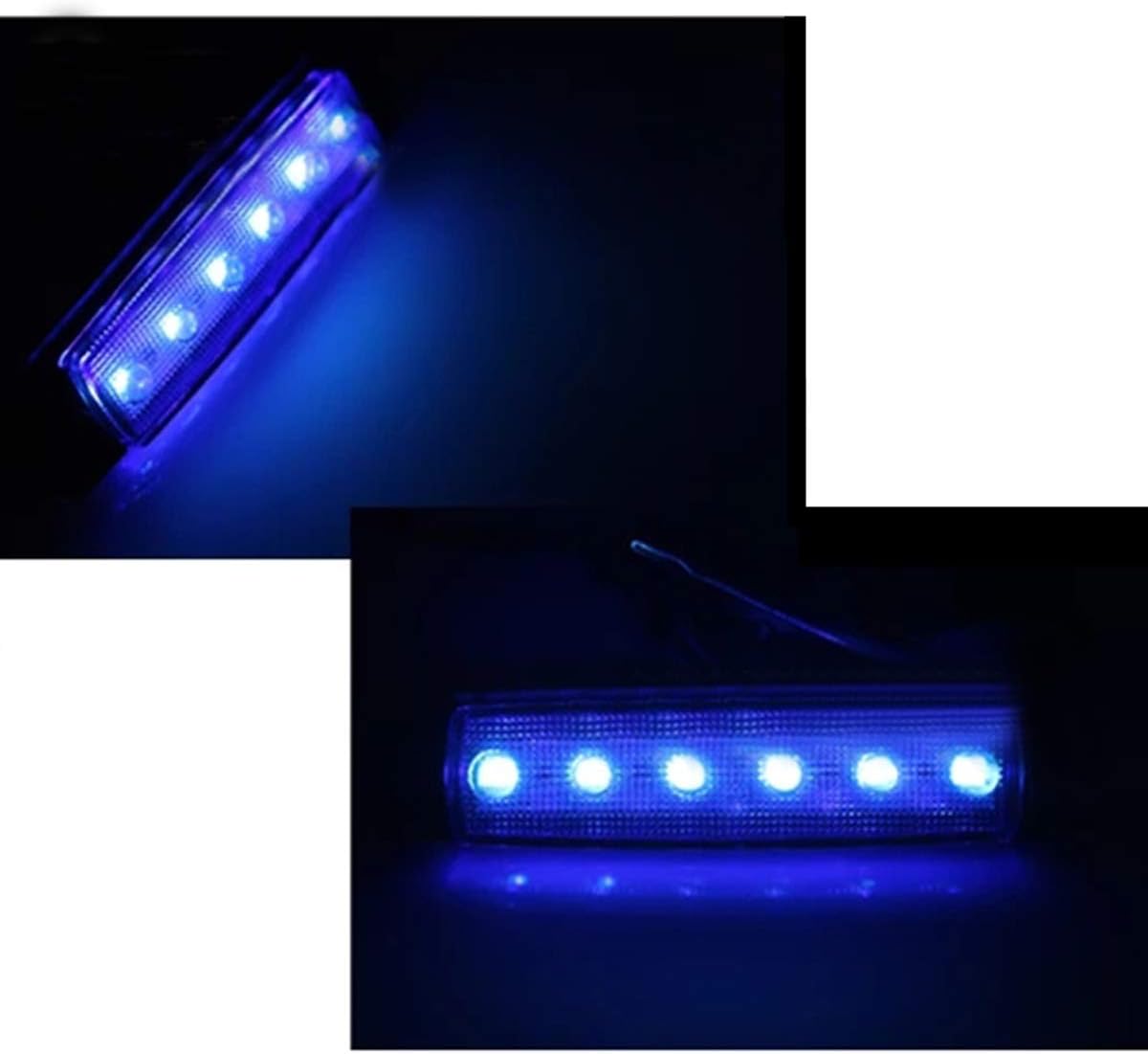 Leadrise 3.8"10 Pcs 6 LED Blue Boat Deck Courtesy Light Side Trailer Marker Lights Sealed 12V Thin Line Led Cab Marker for Waterproof Boat Navigation Kayak Light Truck Bus Trailer Light Lamp: Automotive