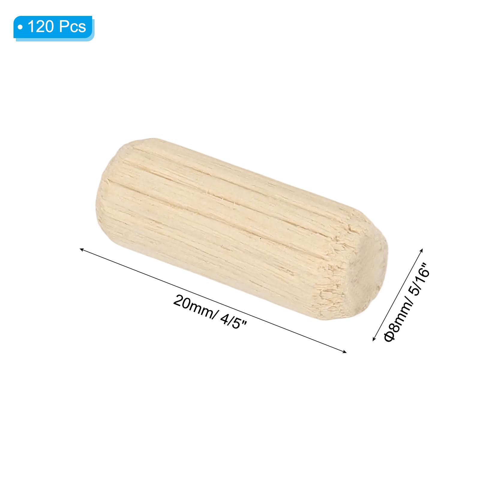 PATIKIL 5/16" x 4/5"(8 x 20mm) Wood Dowel Pins - Image 2