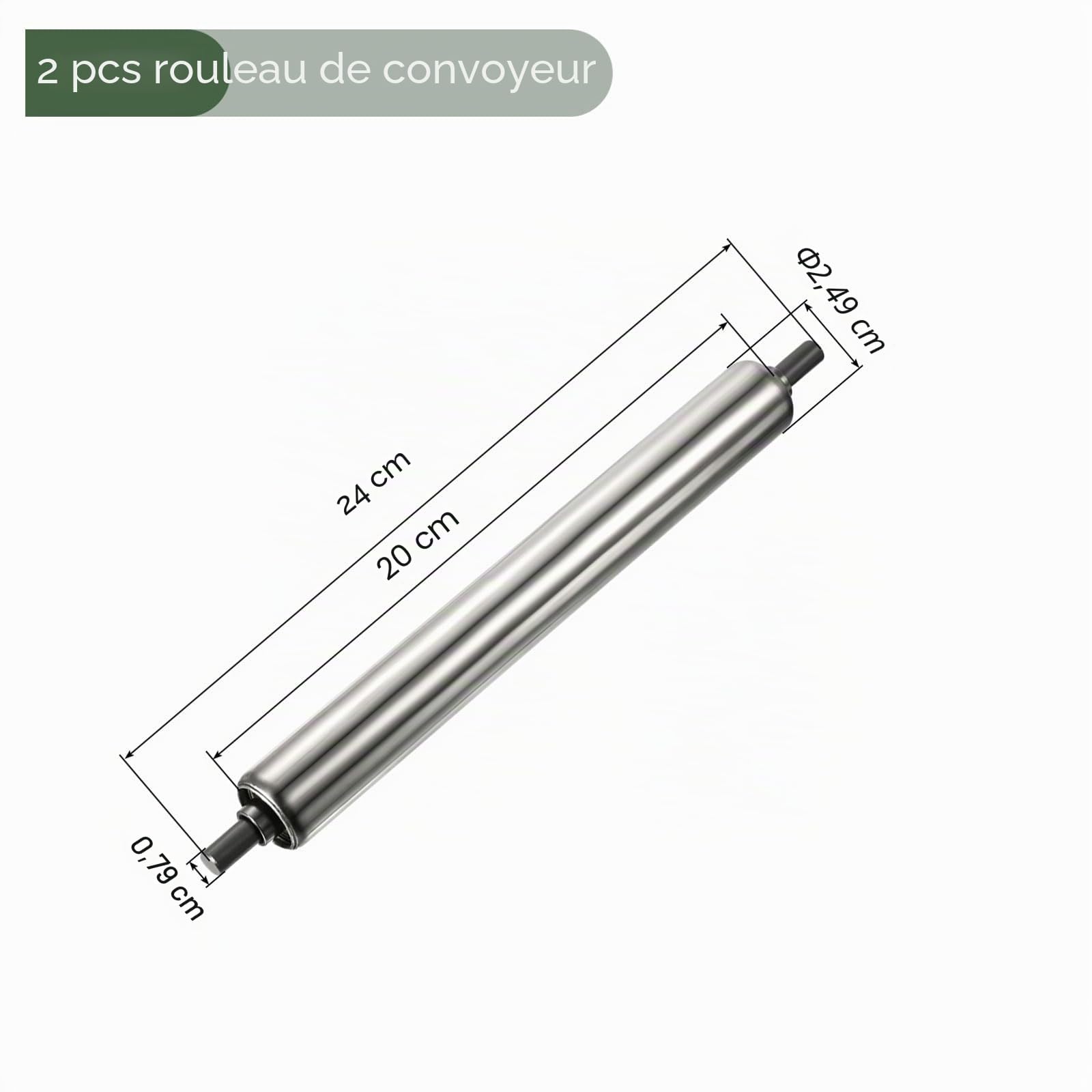 YOKIVE 2Pcs Rouleaux de Convoyeur, Rouleau en Acier Inoxydable de Remplacement | Mouvement Fluide, Idéal pour une Utilisation en Usine (Argent, 1 Pouce de Diamètre, 8 Pouces de Longueur)