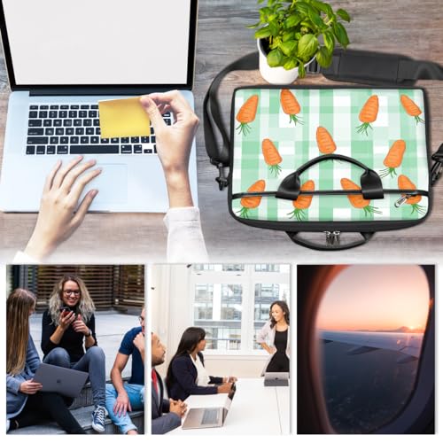 Bolso para portátil con patrón de cuadros verdes, 15 pulgadas miniatura 6