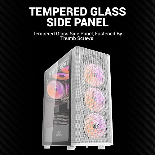 Image of Ant Esports 250 Air Mid- Tower Computer Case /Gaming Cabinet - White | Support - ATX, M-ATX, ITX | Pre-Installed 3 x 120mm Front Fans