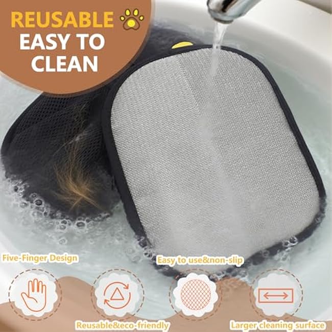 Pet Hair Removal Glove, Electrostatic Five-Finger Design, Reusable Fur Remover for Cats, Dogs, Couch, Carpet, Car Seat (1PCS)-nVBT8Ryg