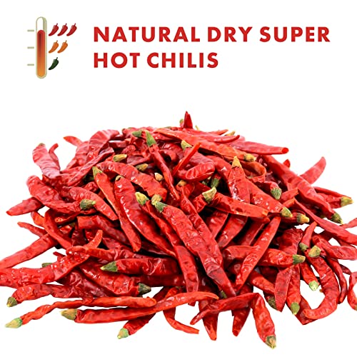 Image of Yimi Dried Red Chilis Peppers, Super Hot Spice For Multi Cuisine 10.7 Oz | Super Hot Peppers Dried Chili Pods For Pozole Tamales Hotpot, Resealable Storage Bags For Cooking & Gift
