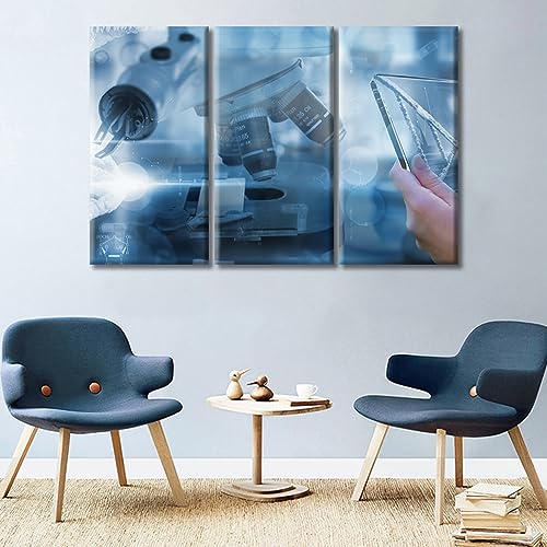 Image of TUMOVO Scientists and Scientific Experiments Artwork Home Decor Posters and Prints Medical Wall Art for Living Room 3 Pieces Medicine Concept Wall Decor Framed Ready to Hang (42 inch Wx28 H)