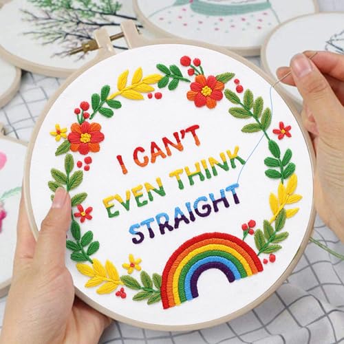 Image of Louise Maelys LGBT Pride Embroidery Kit for Beginners Rainbow Craft | Cross Stitch Kits for Creative Expression, Needlepoint Kit for Adults to Enjoy Meaningful Crafts, Gifts and Home Decor