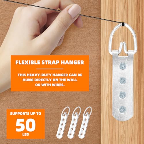 Image of 40Pcs D Ring Picture Hangers, Heavy Duty D Ring Picture Hanger with 120pcs Screws, 2 & 4 Holes D Hooks for Hanging Picture Mirror Photo Frame Hardware