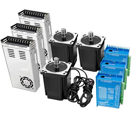 Articolo nel kit: 3 pezzi 4,5 Nm Closed Loop motore passo-passo con 1000 line Encoder. 3 driver motore passo-passo Nema 23 ad anello chiuso. 3 x 400 W di alimentazione e 1 x scheda Mach3.