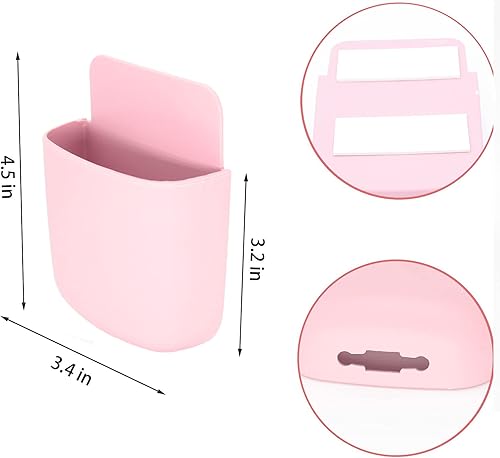 Miniatura 2 de Soporte para control remoto, juego de 4, caja de almacenamiento adhesiva para montaje en pared, organizador de teléfono de pared, soporte para