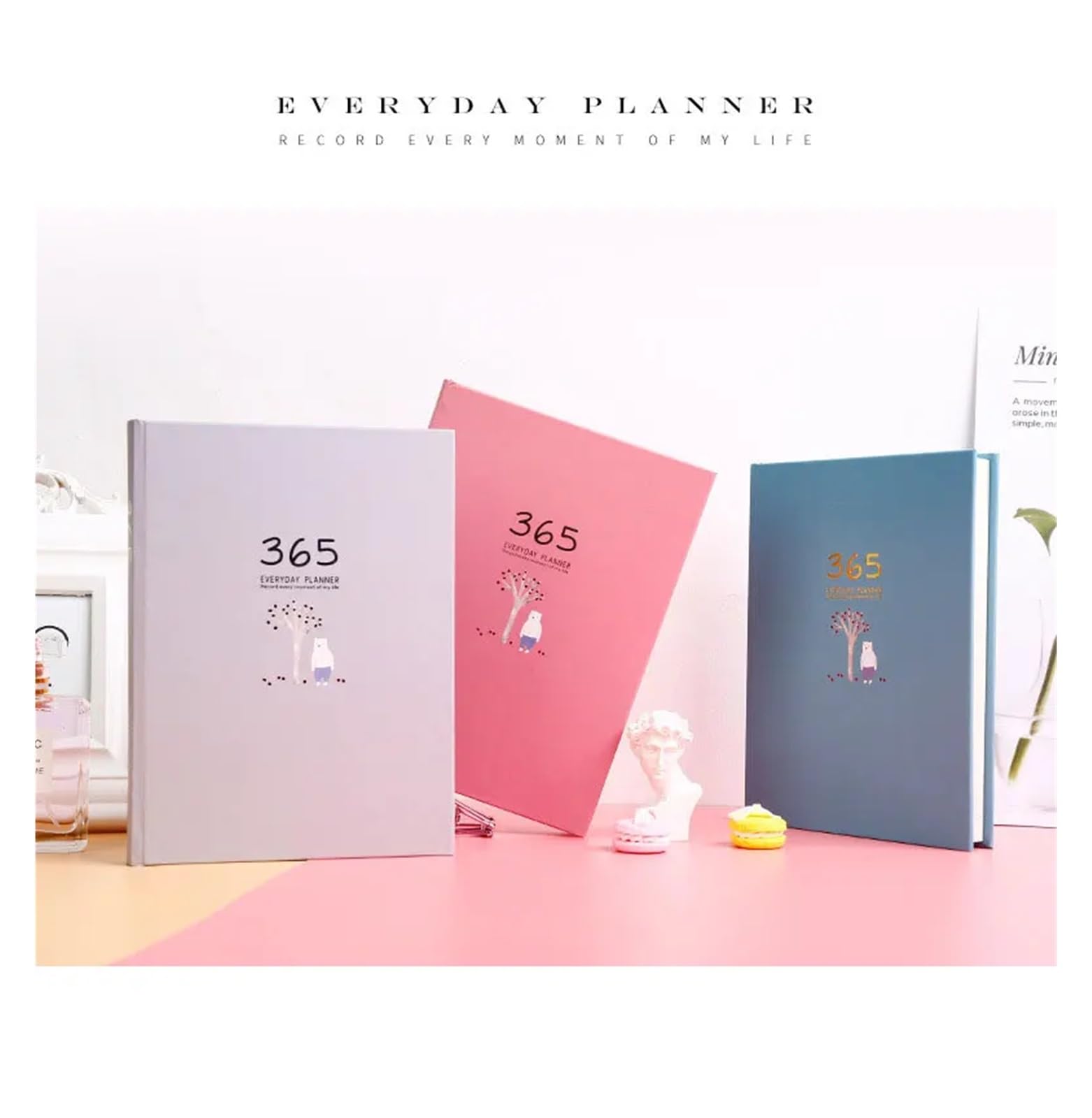 Inspirierendes Notizbuch 2 stücke Täglichen/Monatlichen Planer Notebook Kawaii Kalender Tagebuch Journal Notizblock Zeitplan Buch Büro Schreibwaren Büro Zubehör(Grey)