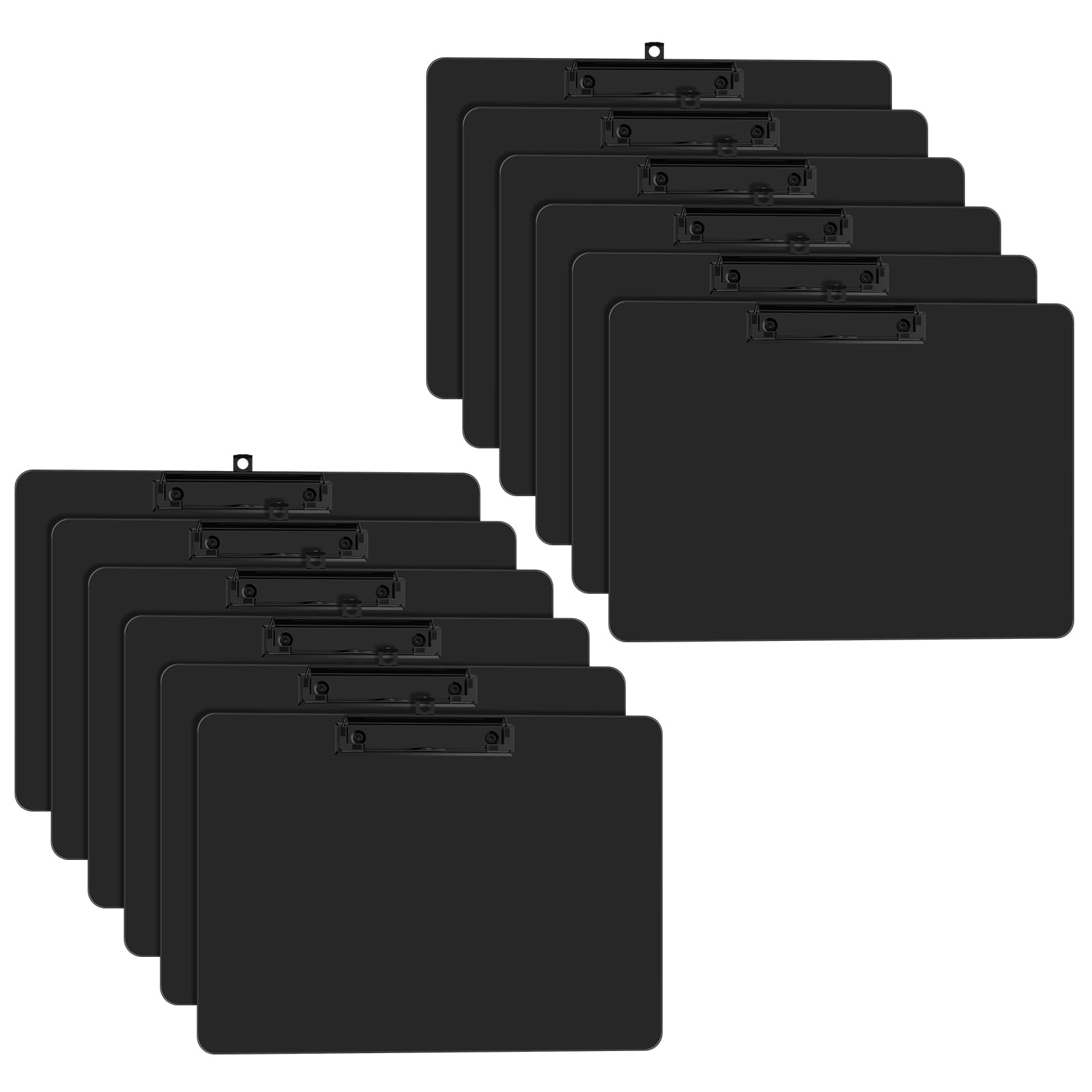 Zoenley Black Horizontal Clipboard, 12.5 x 9 Letter Size for Classroom, Students, Teacher, A4 Landscape Layout, 8.5 x 11 Clip Board with Low Profile Black Clip, Office & School Supplies（12Pack）