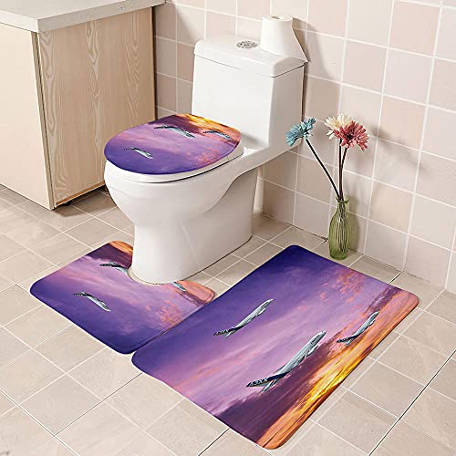 ZDDWLDL 4-Teilig Duschvorhang Set Mit Rutschfesten Teppichen Toilettendeckel Und Badematte Wasserdicht Farbfest Schimmel… – Bild 4