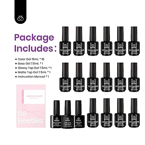 Image of beetles Gel Polish 16 Colors Gel Nail Polish Set White Dark Brown Pink Nude