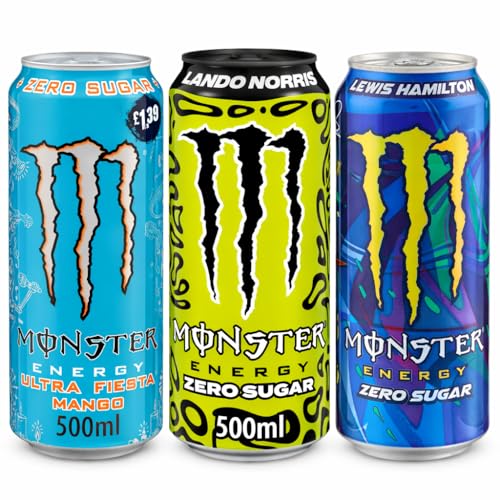 Image of Monster Energy eSports Gaming Pack - Limited Edition Ultra Fiesta Mango, Lando Norris & Lewis Hamilton - Zero Sugar Energy Drinks, 3 Flavors (500ml Each Cans) By COUGAR - Fuel for Gamers & Streamers (IMPORTED-USA)