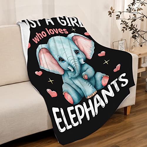 Elephant Blanket Gifts For Girls Kids,Just Girl Who Loves Elephants Throws,Soft Lightweight Plush Quilt For Bed Sofa Couch Room Decoration 50 "X 40" S For Child #TOP1