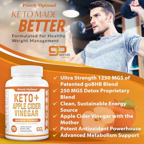 image for Purely Optimal Keto BHB & Apple Cider Vinegar Capsules - Exogenous Ket