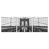 Furinno Senia Wall Mounted Triptych Photography Prints, Brooklyn Bridge Chrome, Set of 3