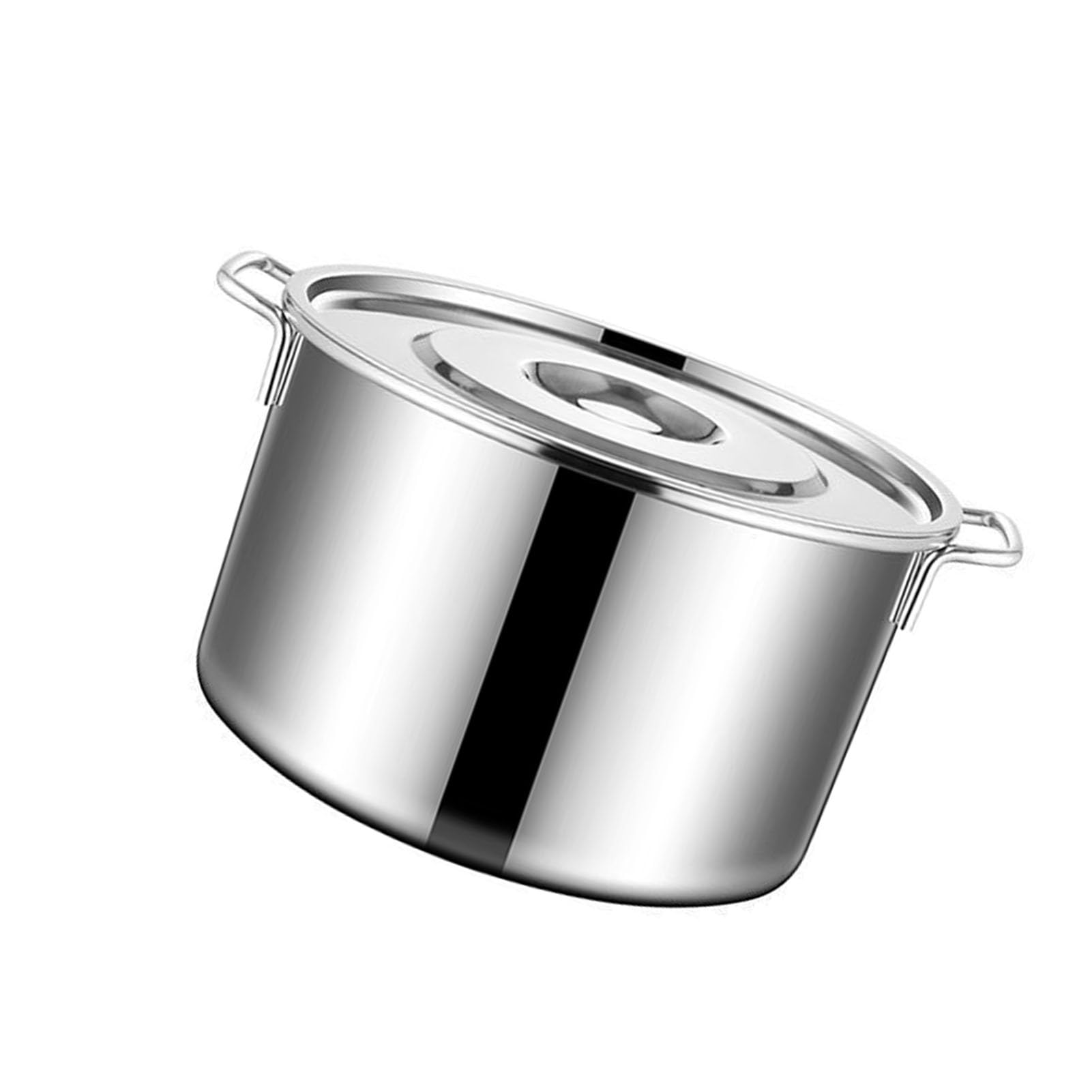 Olla de acero inoxidable, olla de sopa de gran capacidad con tapa, calentamiento uniforme, fácil de limpiar, 45 cm, asas dobles para una elevación segura, cocina multifuncional