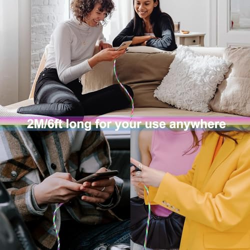 LED Light Up Flowing iPhone Charging Cable, RGB LED Light Up Charge Cord MFi Certified Fast Charge&Sync Data Glowing Apple Charger Adapter For iPhone 14 13 12 11 Pro Max XR X XS 8 7 iPad Air 2/iPod - Image 6