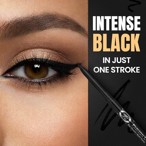 Image of Fashion Colour Intense Kajal Eyeliner | Waterproof & Smudge Proof Kohl Pencil | 12+ Hour Long Stay | Deep Black Retractable Eye Liner | Soft Smooth Glide | Highly Pigmented | Safe for Waterline | Eye Makeup for Women | 0.35g