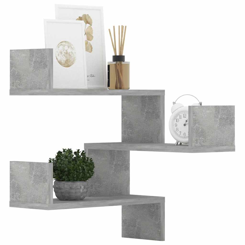 Wand-Eckregale Betongrau 2 Stück 40x40x50 cm Holzwerkstoff Hängeregal Wandregal Regal mit Stauraum und Ablage für Wohnzimmer Schlafzimmer Küche Büro