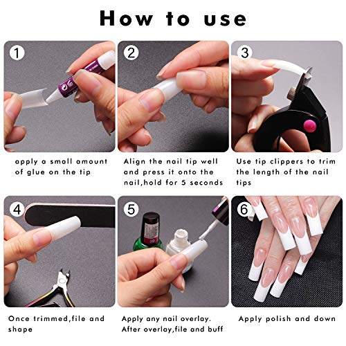 Nail Tips Natural Fake Nails - Ejiubas Acrylic Nail Tip 500PCS French Nails Tips Half Cover Fakes Nails False Nails 10 Sizes with Case for Nail Salon and DIY Nail Art - Thumbnail 6