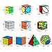Speed Cube Set, Libay Cube Bundle 2x2 4x4 5x5 Pyramid Megaminx Skew Mirror Ivy Windmill Sticker Magic Cube Collection Puzzles Cube Toys Gift for Kids and Adults Set of 10