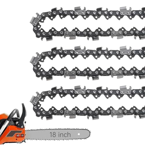 Windance Lot de 3 chaînes de tronçonneuse de 45,7 cm de calibre 72 pour Husqvarna/Dolmar/Jonsered, chaîne de scie en acier au carbone robuste