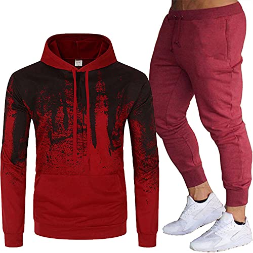 FORUU Mens Tracksuit Set 2021 Fall Winter 2 Piece Sets Hoodies and Sweatpant Set Casual Jogger Suit Fashion Sweat Suit Stylish Men's Outfits Plus Size Mens Tracksuits Mens Fall Outfits Activewear Men