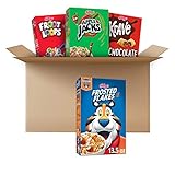Kellogg's Breakfast Cereal, Variety Pack, Froot Loops 10.1 oz, Frosted Flakes 13.5 oz, Krave 11.4 oz, & Apple Jacks 10.1 oz