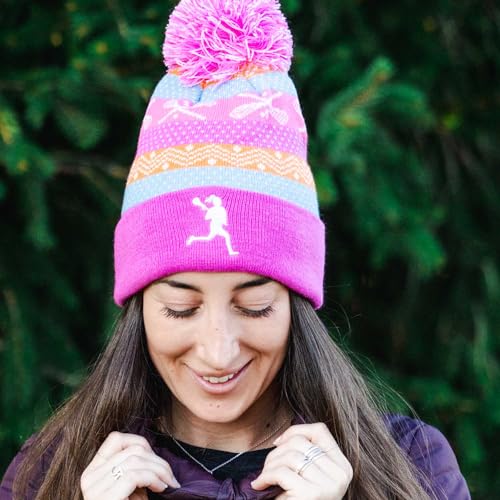 ChalkTalkSPORTS Lacrosse Knitted Beanie Hat | Lax Girl Fair Isle Pom Beanie3