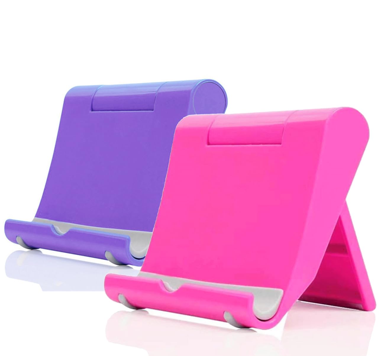 JUSDIQIR Cell Phone Stand for Desk 2 Pack Mobile Phone Holders Desktop Tablet Stand Foldable Phone Dock Universal