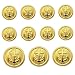 YCEE 11 Pieces Gold Metal Blazer Button Set - Naval Anchor CREST - For Blazer, Suits, Sport Coat, Uniform, Jacket