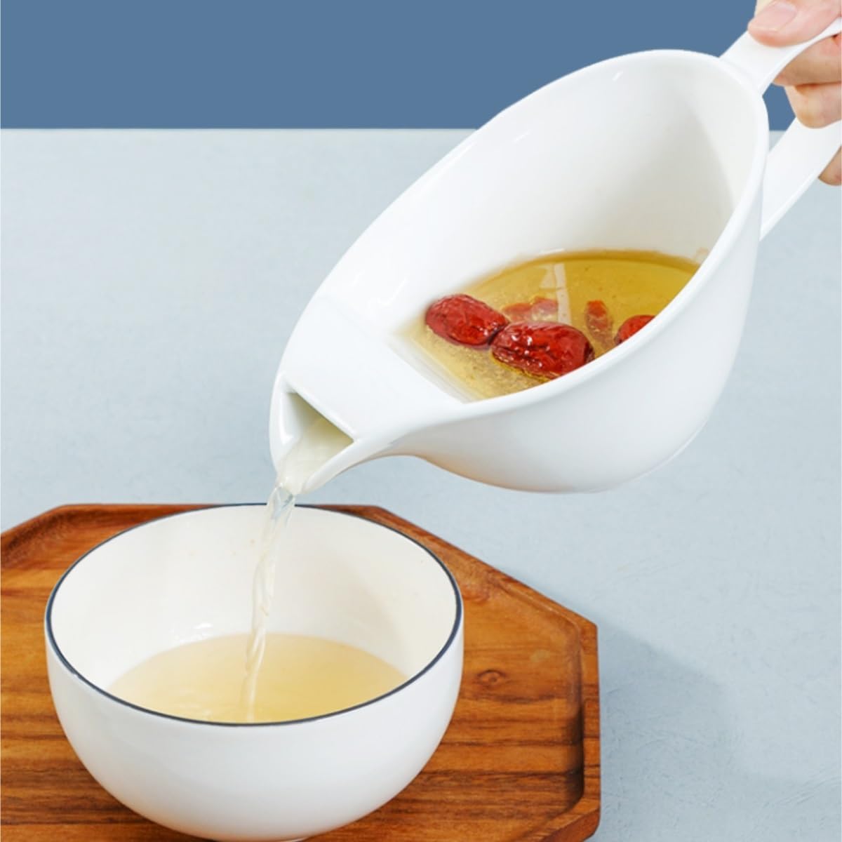 Keramik-Sauciere für Saucen & O – Küchen-Fetttrenner, Suppen- und Bratensaucenspender (23,3 x 8,5 cm) – unverzichtbares Kochwerkzeug für Hobbyköche