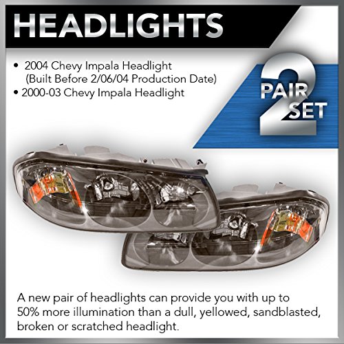 Amazon Com Headlights Headlamps Left Right Pair Set For 00 04 Chevy Impala Automotive