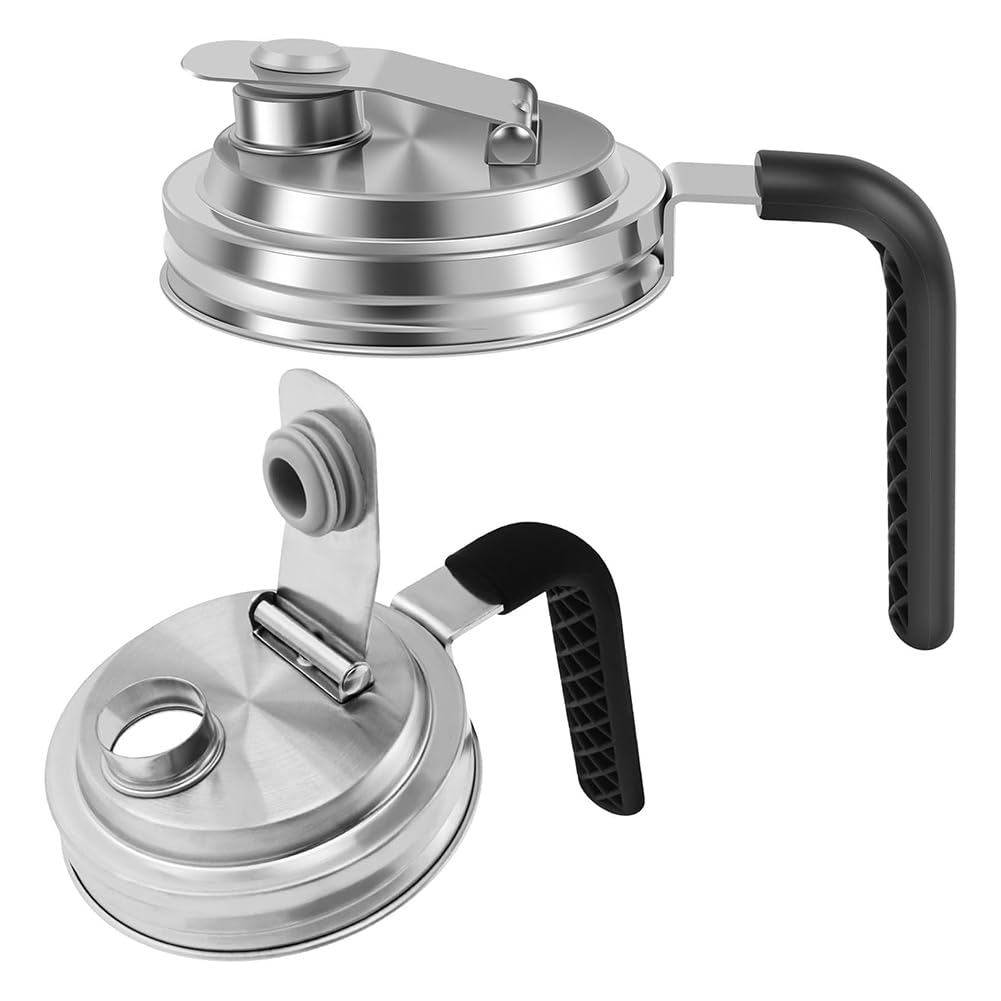 CTRLZS Jar Pour Lids Wide Mouth Pour Lids with Handles Sealed Canning Jar Flip Top Lids Leak Proof