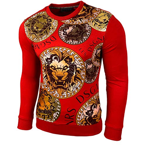 Sweat-shirt homme imprimé blanc et rouge pour un look urbain décontracté M