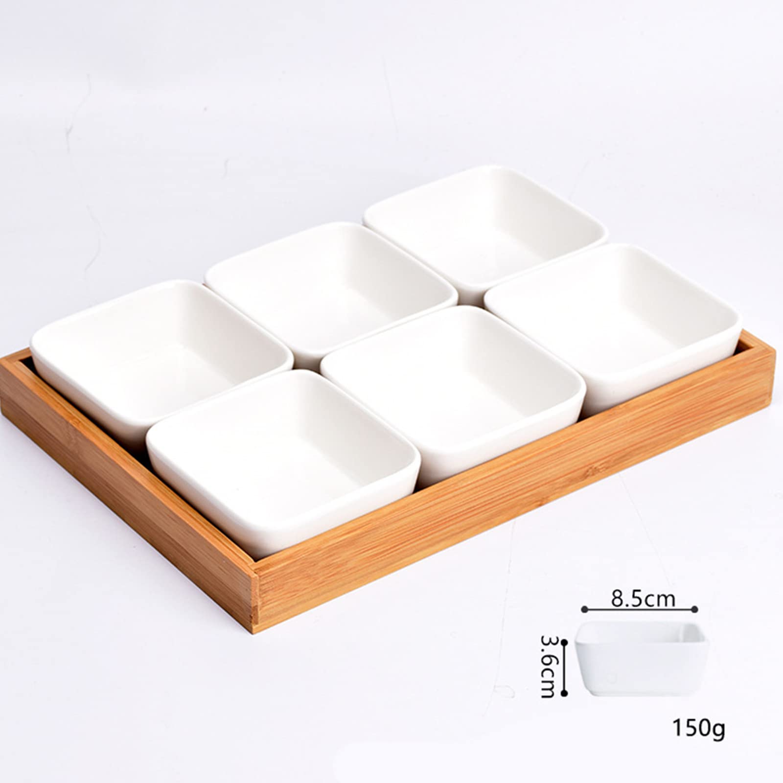 RoseFlower Servierschalen Set 6 bruchfeste Dip Schälchen mit Servierplatte, Snack Schalen Dipschalen mit passendem Tablett Ideal für Tapas, Antipasti, Dips