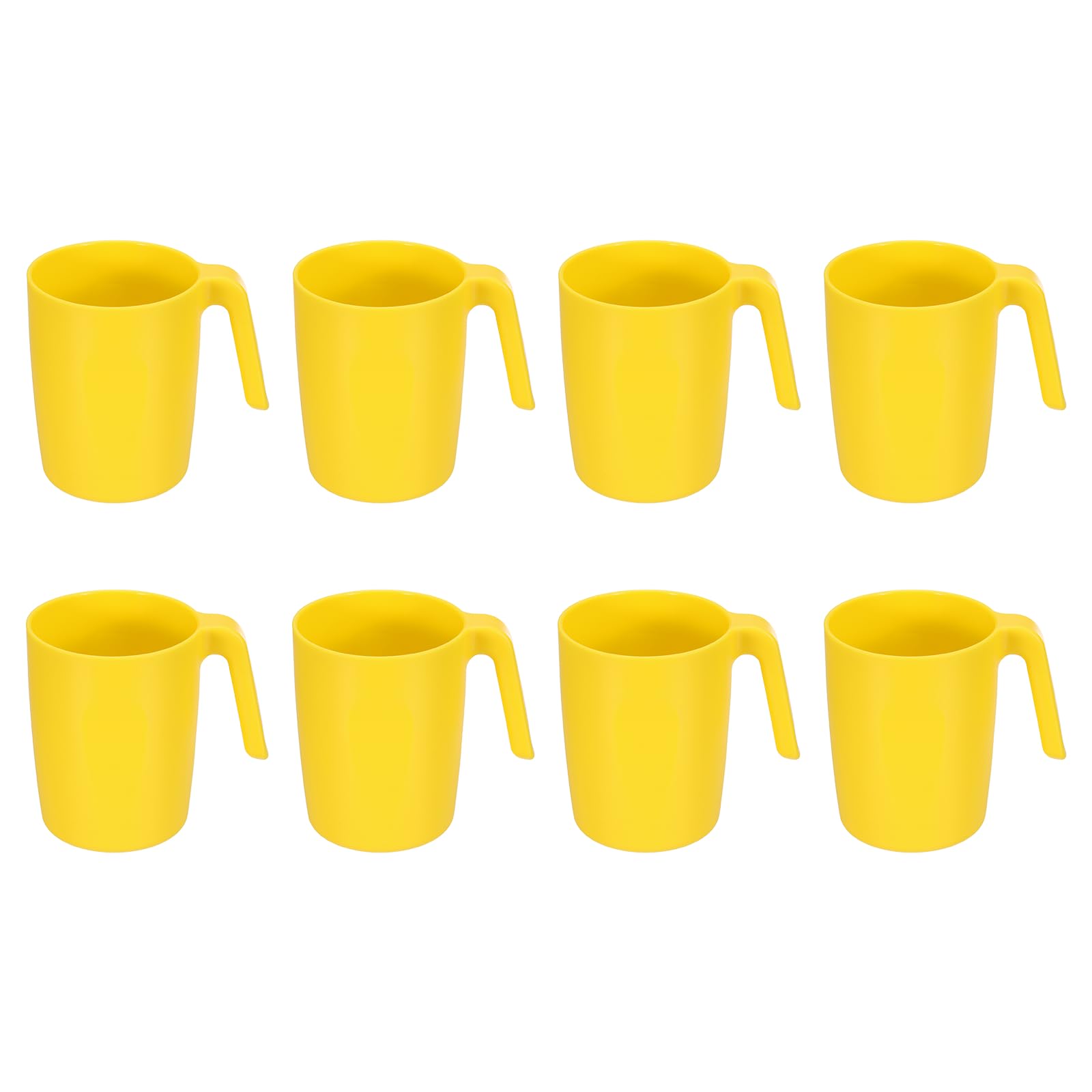 sourcing map Set of 8 450ml Plastic Coffee Mugs, Unbreakable Coffee Mugs, Reusable Microwave Dishwasher Safe Drinking Cups with Handle for Tea Milk Juice Kitchen Camping, Lemon Yellow — image 1