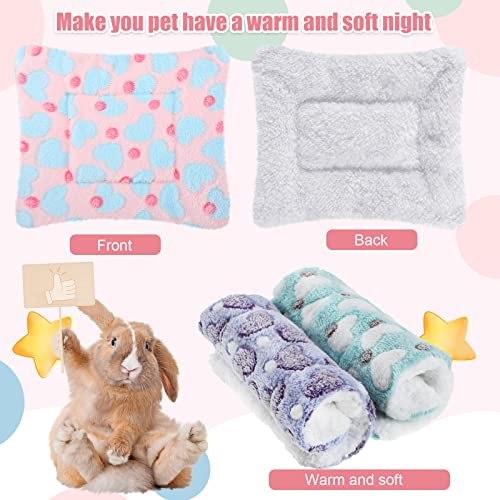 Jetec 3 Pcs Bunny Guinea Pig Beds Soft Bunny Mats Warm Guinea Pig Mat Small Animal Bed Pads Fleece Sleeping Pads for Indoor Rabbit Hamster Squirrel Hedgehog Chinchilla(Fleece,Heart,Purple) - Image 4