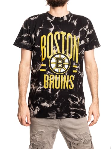 Calhoun Surf & Skate NHL Mens Crystal Tie Dye Short Sleeve T-Shirt - The Sunset Collection (X-Large Boston Bruins)