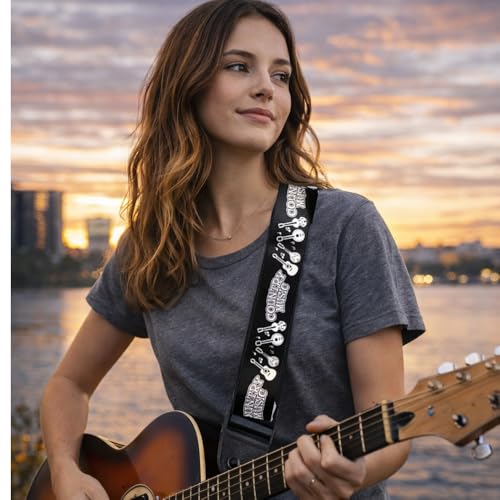 Image of MOCKING BIRD Guitar Belt with guitar wall mount hanger Adjustable Buckle Guitar strap for acoustic Guitar Electric Guitar bass Guitar Hanger with Colourful Plectrum picks