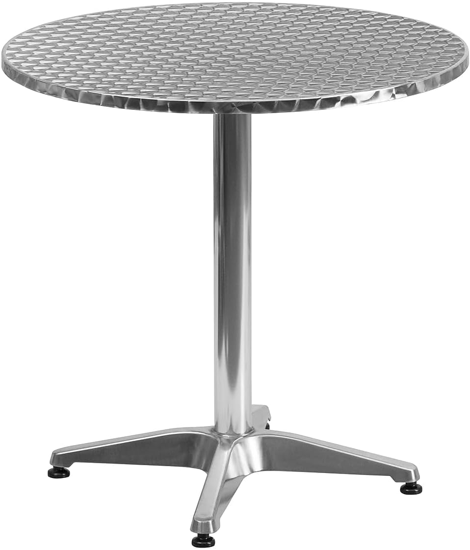 Flash Furniture Mellie 27.5" Round Aluminum Indoor-Outdoor Table with Stainless Steel Table Top