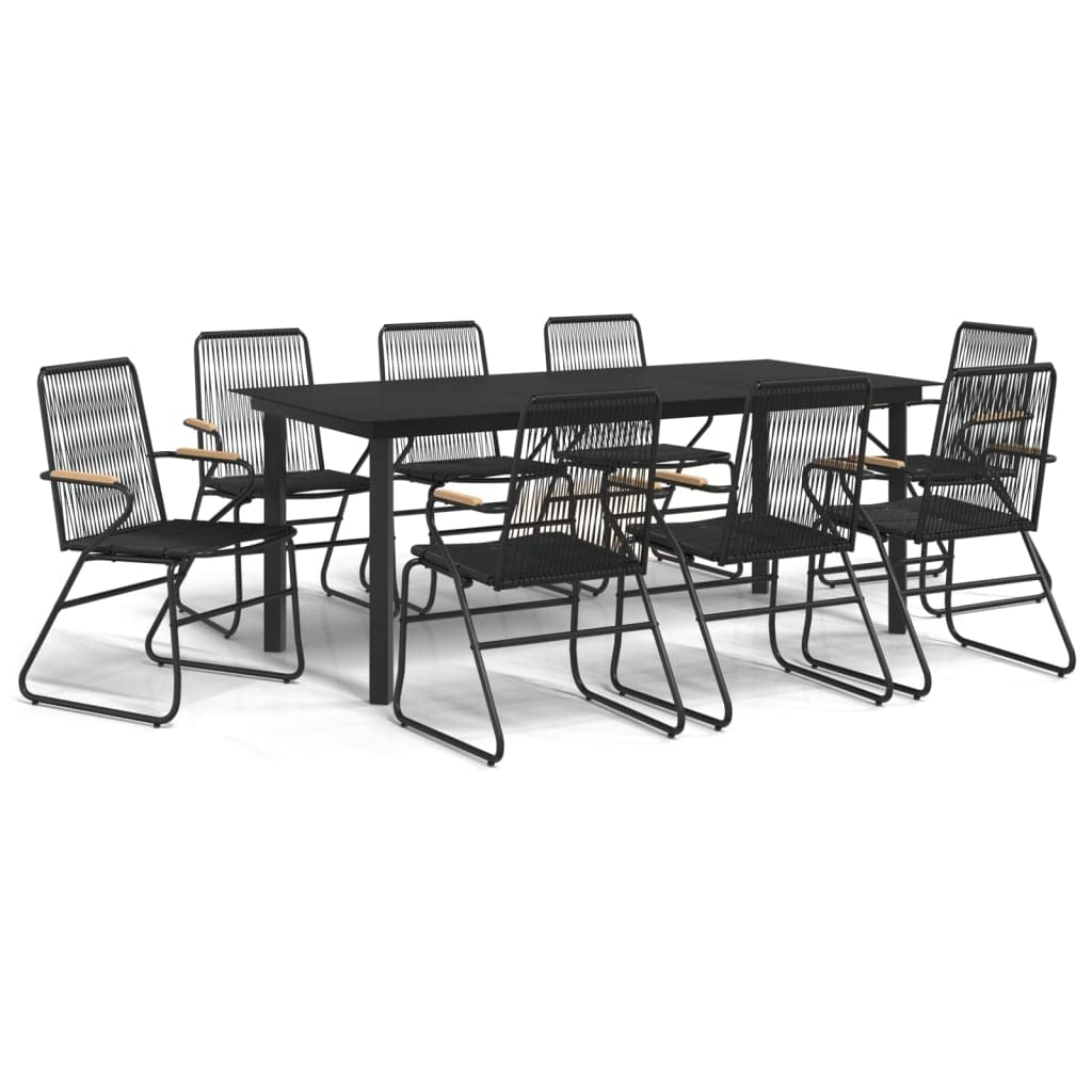 Generico Set da Pranzo da Giardino 9 pz Nero in Rattan PVC,Mobili,Mobili da Giardino,Mobili e sedie da Giardino,Sedie da Giardino,Nero,73.02 kg,3060278